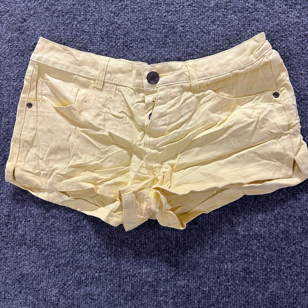 Hot Options Shorts Womens Size 10 Yellow Denim Slim Fit Button Fly Casual